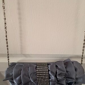 Chic Silver Evening Clutch with Chain Strap